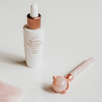 Face Magic DUO: Rose Quartz Face Roller + Mermaid Elixir Organic Skin Oil