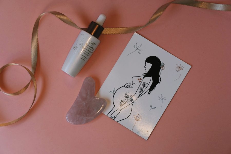 MerMum-To-Be Pregnancy Gift Set: Mermaid Elixir Skin Oil, Rose Quartz Gua Sha + Artwork Magnet | JULISA